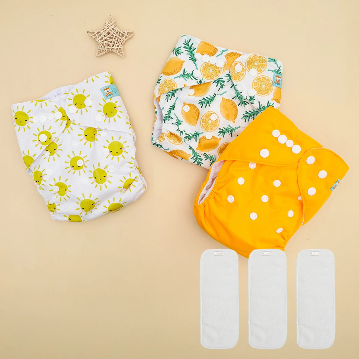ALVABABY 3 diaper shells+3 Inserts Baby Cloth Diapers Snaps Adjustable Washable Reusable Cloth Nappy For Baby Girls and Boys ALVAMEXICO   293.81