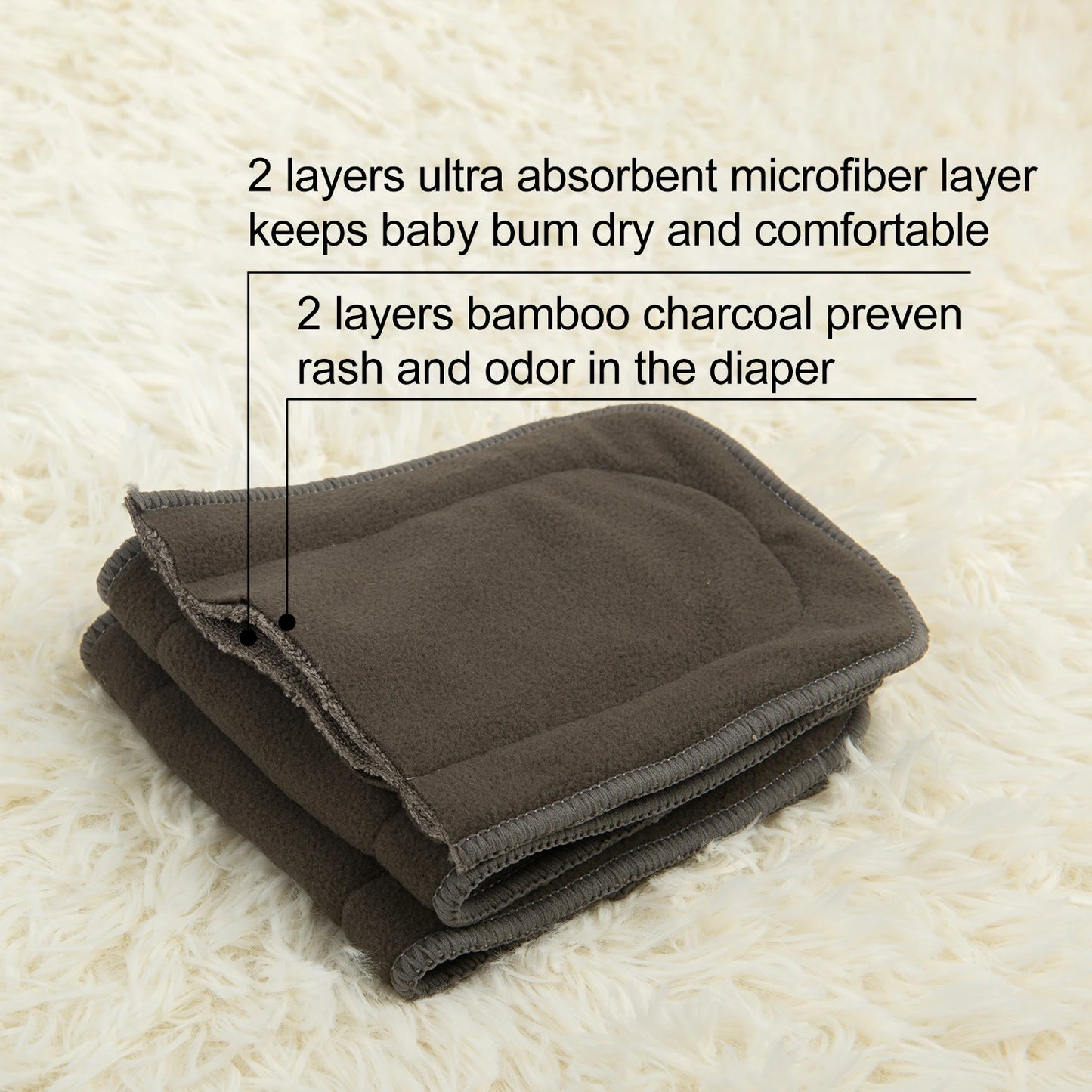 10 Insertos de bambú CHARCOAL 4 CAPAS