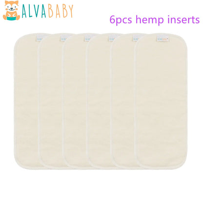 6pcs ALVABABY Hemp Inserts Reusable Cloth Diaper Insert Washable 4 layers Hemp Diaper Insert (version 2.0) ALVAMEXICO   397.73