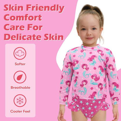 ALVABABY Long Sleeve Swimsuit Baby Toddler Girls' Rash Guard Sets Girl Swimsuit UPF 50+ Sun Protection Two Piece Bathing Suit ALVAMEXICO  