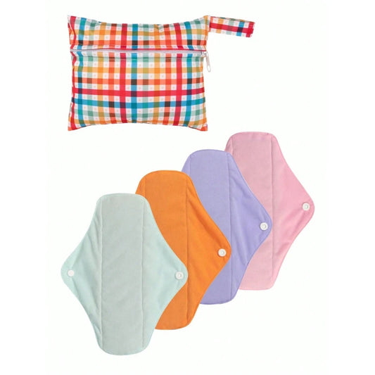(4pcs pads + 1pc bag) Reusable Sanitary Pads Bamboo Charcoal Napkin Washable Menstrual Pads Cloth Women Hygiene Sanitary Towels ALVAMEXICO  