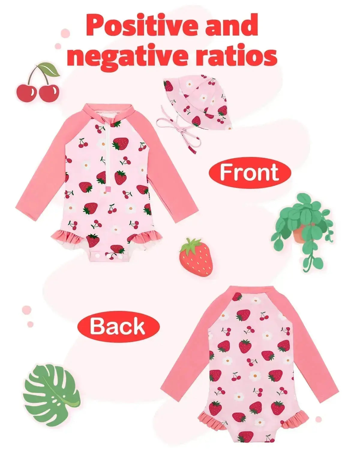 ALVABABY Girl Swimwear Rash Guard Sets Long Sleeve One Piece Swimsuit with Hat UPF 50+ Sun Protection Swimming Pool for Outdoor ALVAMEXICO  
