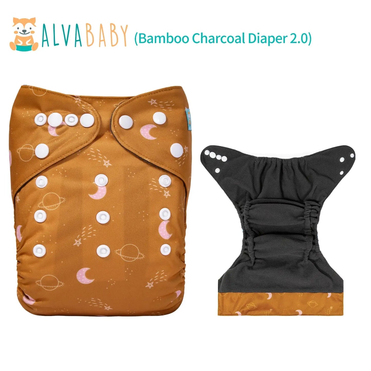 U Pick ALVABABY Bamboo Charcoal Cloth Diaper with Double Gussets and Tummy Panel Each with 1pc 4-layer-Charcoal-Blend Insert ALVAMEXICO   93.98