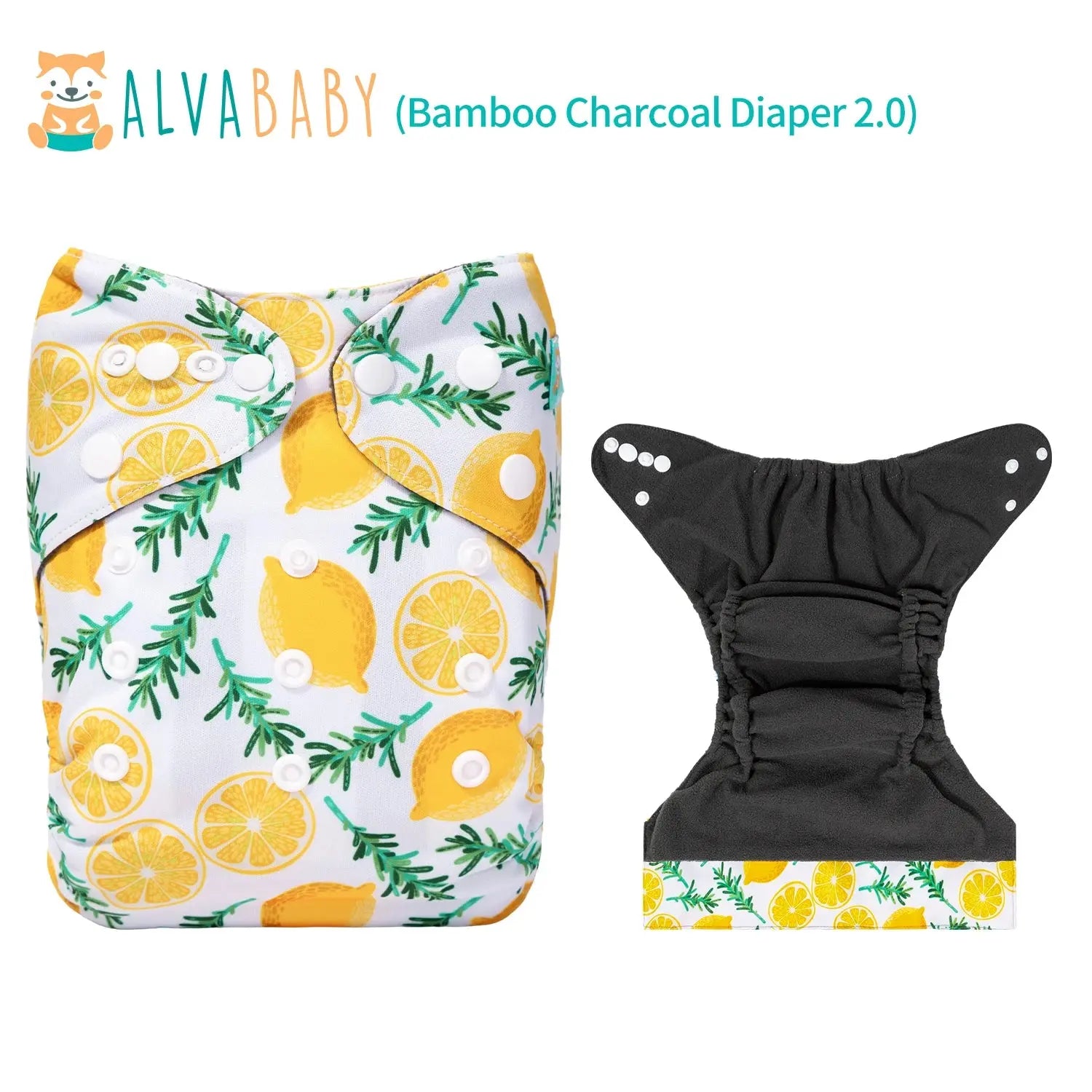 U Pick ALVABABY Bamboo Charcoal Cloth Diaper with Double Gussets and Tummy Panel Each with 1pc 4-layer-Charcoal-Blend Insert ALVAMEXICO   94.19